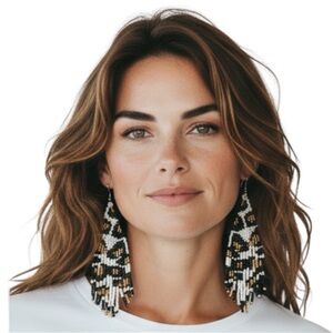 Animal Print Beaded Tassel Earrings – New Statement Jewelry